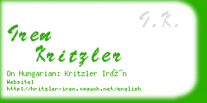 iren kritzler business card